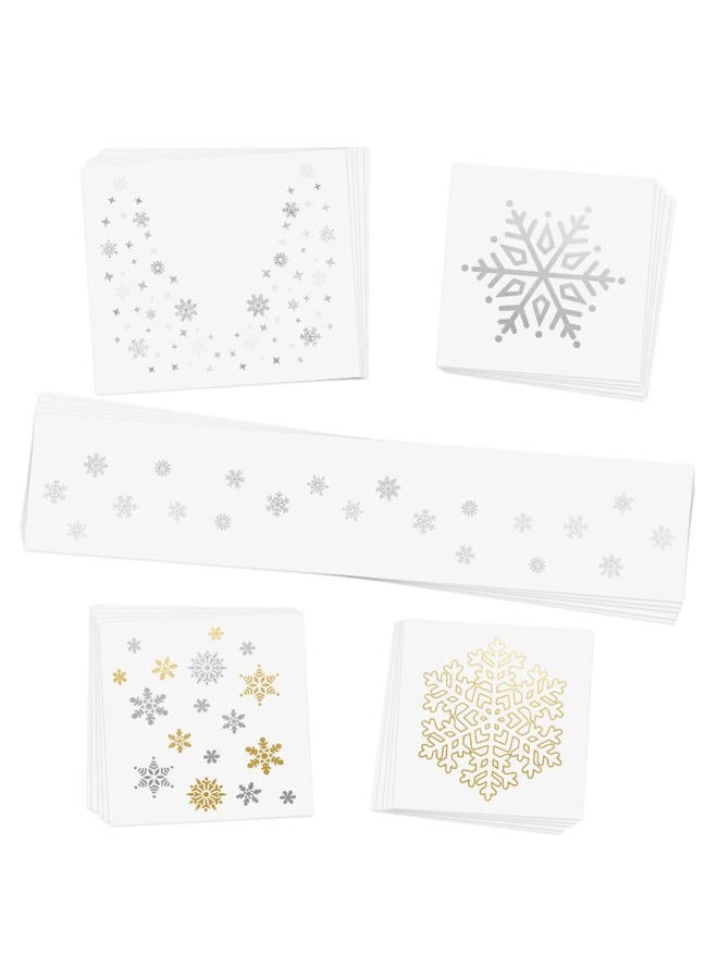Flash+Tattoos WINTER WONDERLAND VARIETY SET from features 25 assorted holiday-inspired premium waterproof metallic gold & silver jewelry temporary foil party - Party Supplies - Image 1