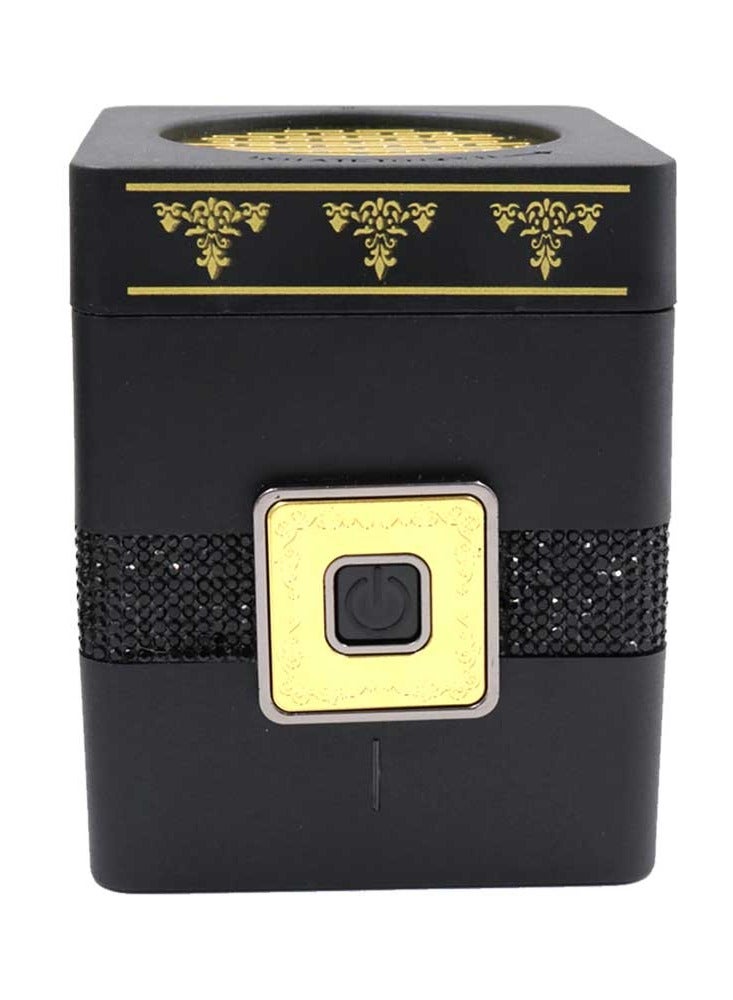 بخور بوسيدين مبخرة بخور مربعة محمولة تعمل بالفحم، حامل بخور إلكتروني أسود - Image 1