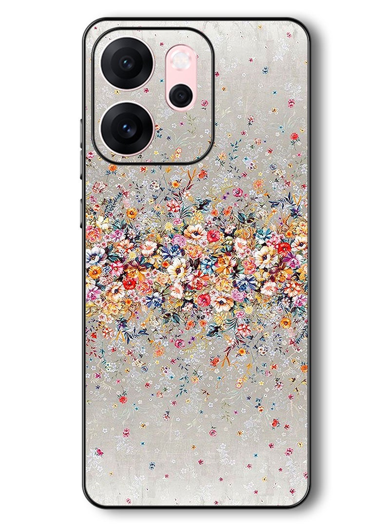 Theodor Case Compatible with Oppo Reno 14 F 6.57 Inch Protection Shockproof Bumper Cover Small Flowers Abstract Art - Image 1