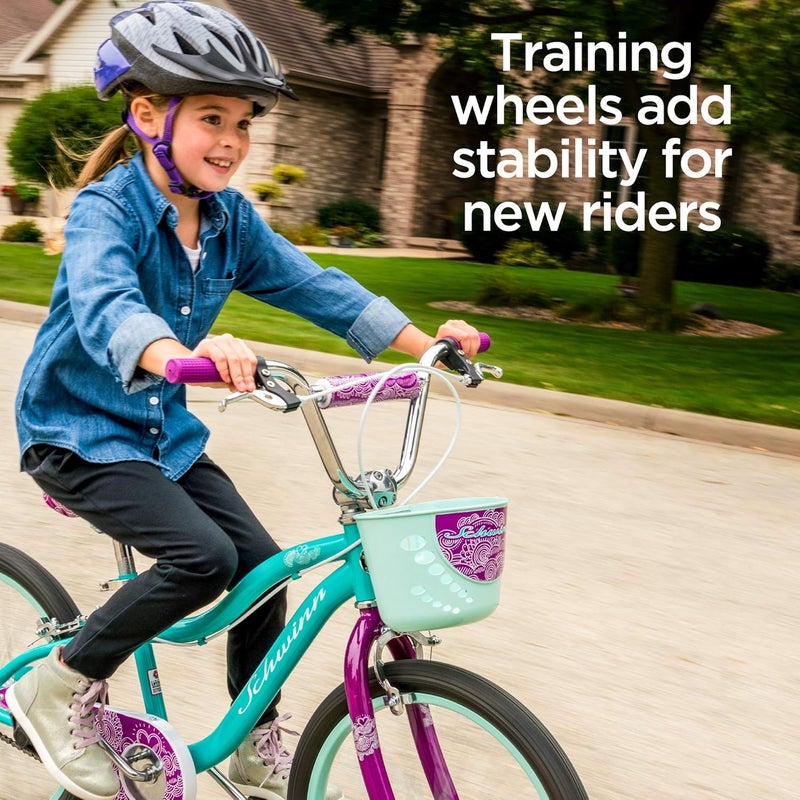 SCHWINN عجلات تدريب للدراجات للأطفال، تناسب دراجات بعجلات 12، 14، 16، 18، 20 بوصة، حوامل فولاذية متينة، سهلة التعديل، تشمل مجموعتين من الملصقات - Image 2