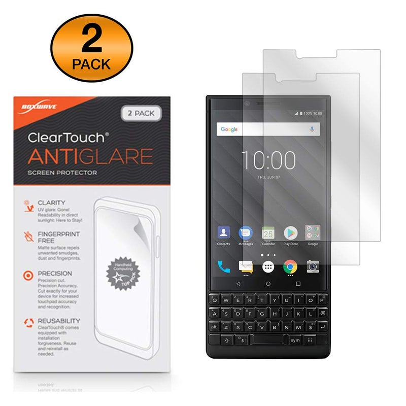 BoxWave Screen Protector Compatible with BlackBerry Key2 - ClearTouch Anti-Glare (2-Pack), Anti-Fingerprint Matte Film Skin for BlackBerry Key2 - Image 1