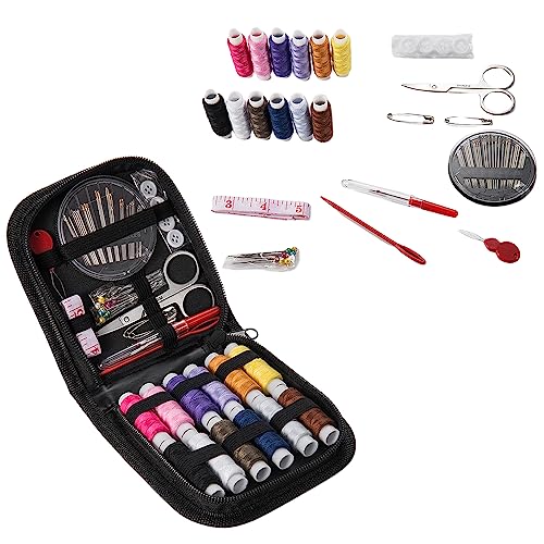 Fapiwen Portable Sewing Kit, Fapiwen Home Sewing Kit, DIY Sewing Supplies for Adults and Kids, Sewing Supplies and Accessories Contains 12 Spools of Thread of 100m, Sewing Needles and Tape Measure Etc - Image 1
