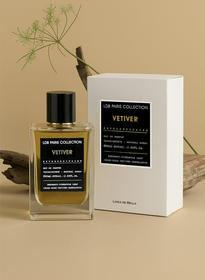 LDB Paris Collection Vetiver 85ml | Luxury Perfume for Men& Women with Citrus & Woody Notes | Long Lasting & Fresh Eau De Parfum