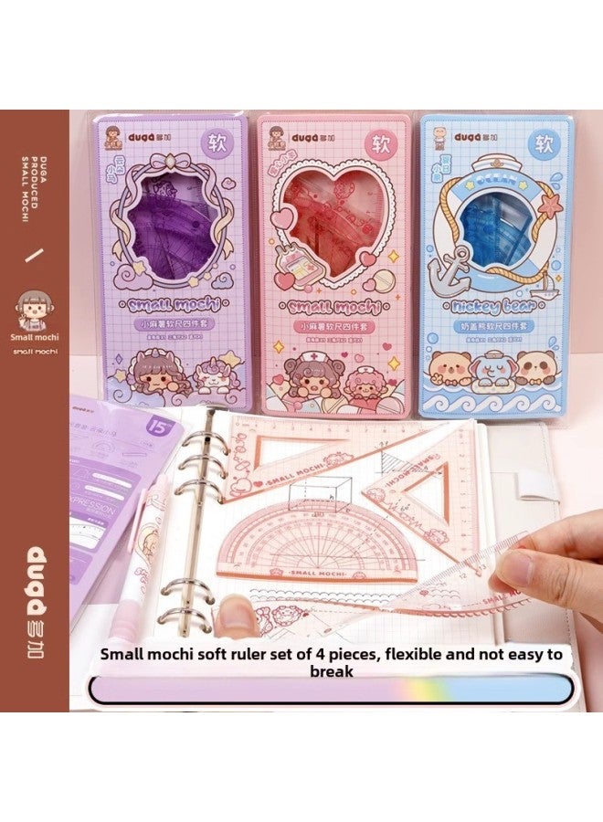 Small Potato Straight Ruler Set Primary School Students Special Soft Ruler Multi-function Scale Geometric Drawing Triangle Ruler-Model:Small Potato  -15cm - Image 2