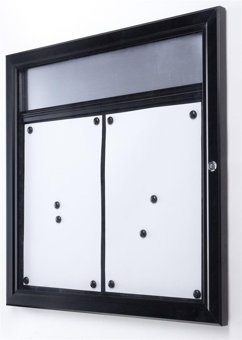 Displays2go Weather Resistant Magnetic Surface Bulletin Board with SwingOpen Locking Door Wall Mounted Matte Black Finish Aluminum Frame for Indoor Or Outdoor Use - Image 5