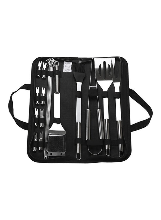 NIBEMINENT BBQ Grill Tools Set Heavy Duty Stainless Steel Barbecue Pastry Baking Utensils Kicthen Cooking Food Accessories Kit with Storage Case multicolour 38.5*5*15cm - Image 1