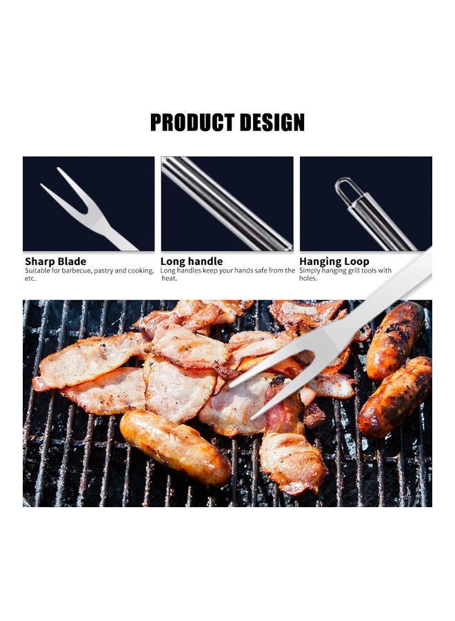 NIBEMINENT BBQ Grill Tools Set Heavy Duty Stainless Steel Barbecue Pastry Baking Utensils Kicthen Cooking Food Accessories Kit with Storage Case multicolour 38.5*5*15cm - Image 5