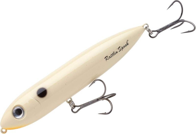 Heddon Rattlin' Spook Topwater Fishing Lure - Bone/Orange Belly, 4.5 Inch - Image 1