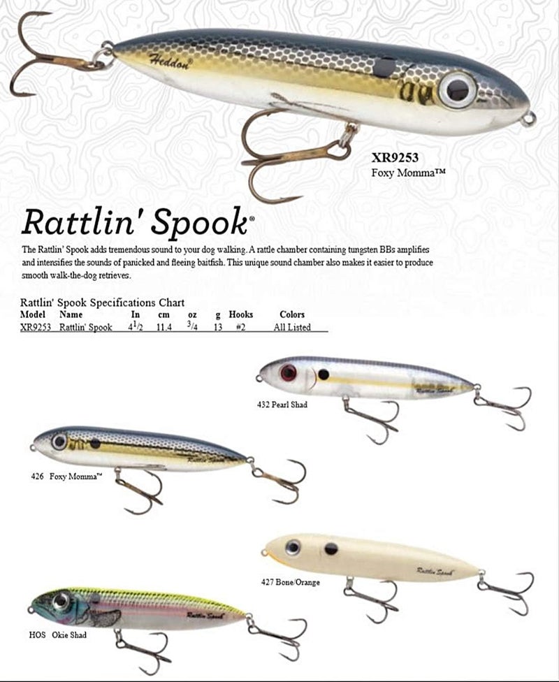 Heddon Rattlin' Spook Topwater Fishing Lure - Bone/Orange Belly, 4.5 Inch - Image 2