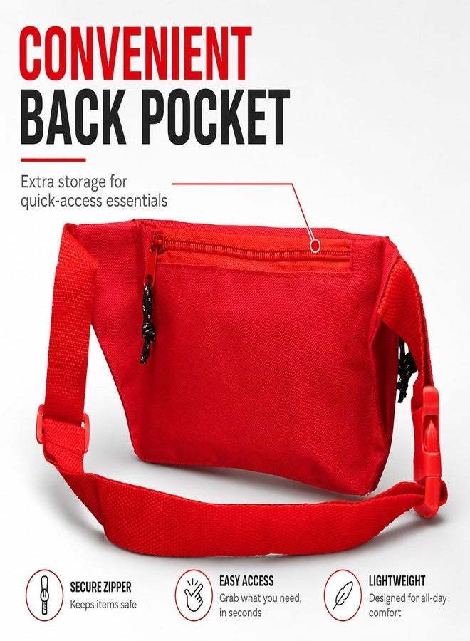 NOVAMEDIC NM-7003 First Aid Empty Fanny Packs, Red Medical Waist Bags, 8" x 2" x 6" Emergency Pouch with 3 Zippered Compartments & Adjustable Strap for Lifeguards, Hiking, EMS Supplies (Pack of 1) - Image 3