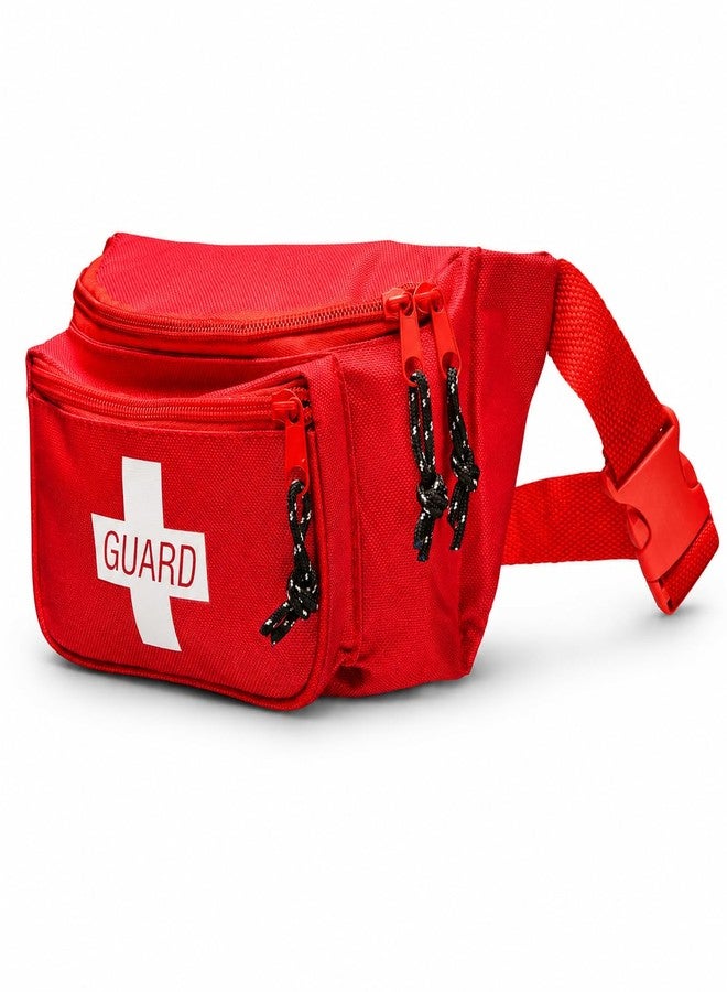 NOVAMEDIC NM-7003 First Aid Empty Fanny Packs, Red Medical Waist Bags, 8" x 2" x 6" Emergency Pouch with 3 Zippered Compartments & Adjustable Strap for Lifeguards, Hiking, EMS Supplies (Pack of 1) - Image 1