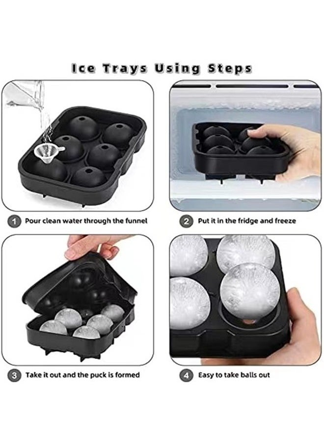 yongsheng 2 Pack Ice Cube Mold Maker Trays Round Ice Cube Trays Kitchen Large Sphere Cocktails Parties ，Ice Cube Tray Black(Sphere+ Square)  - Image 3