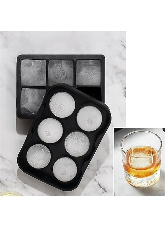 yongsheng 2 Pack Ice Cube Mold Maker Trays Round Ice Cube Trays Kitchen Large Sphere Cocktails Parties ，Ice Cube Tray Black(Sphere+ Square)  - Image 4