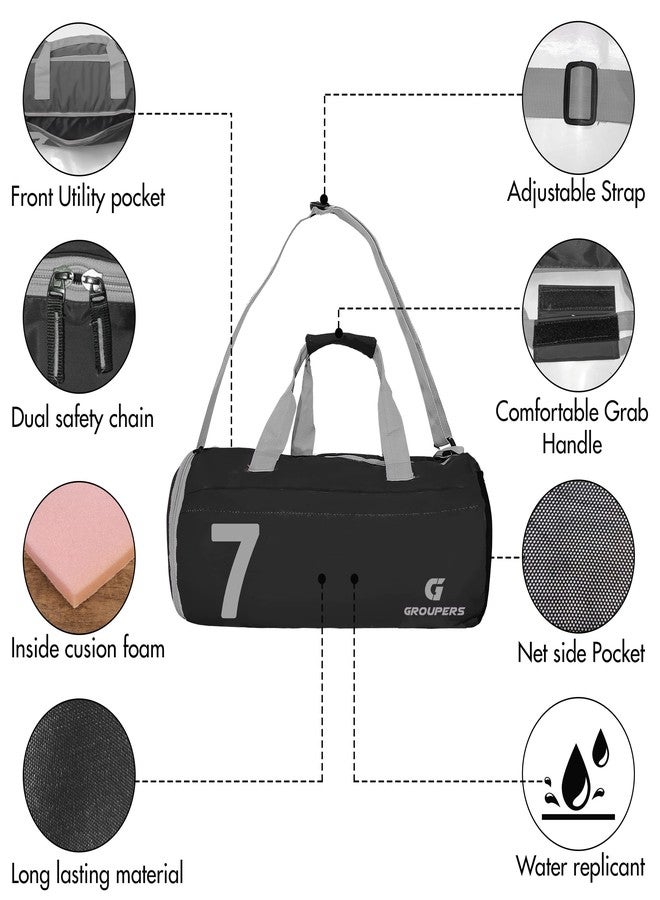 Groupers 20-25L Foldable Travel Duffle Bag - Black Gym & Weekender with Shoe Pocket (43×25×23 cm) + Workout Gloves with Wrist Support + 400ml Protein Shaker Bottle, Water-Resistant Fitness Combo - Image 5