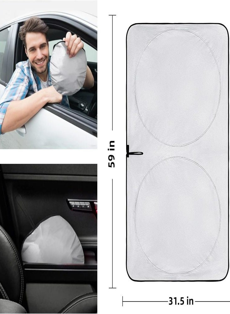 Loquat SUV Car Windshield Sunshade Sun Blocker Reflective UV Spray Protection for Car Interior Foldable Portable Sunshade Cover Reflect Heat - Image 2