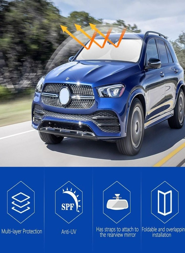 Loquat SUV Car Windshield Sunshade Sun Blocker Reflective UV Spray Protection for Car Interior Foldable Portable Sunshade Cover Reflect Heat - Image 3