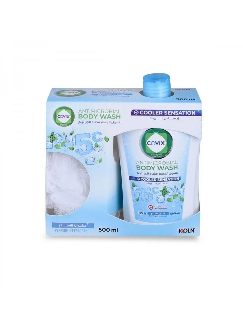 Covix Antibacterial Body Wash Cool Sensation with Menthol and Loofah 500 ml