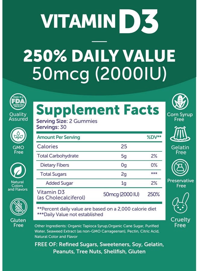 Lunakai USA Made Vitamin D3 Gummies 2000 IU - Non-GMO, Gluten-Free Vitamin D Gummies for Women & Men - Bone, Immune & Energy Support, 60ct - Image 5