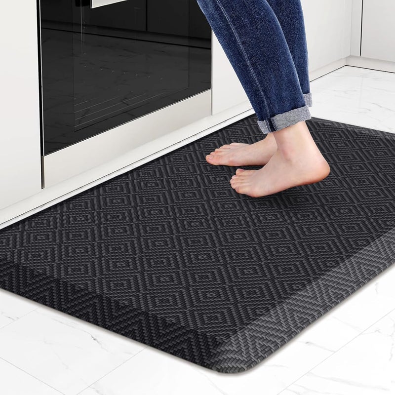 Mattitude 4/5 Inch Thick Kitchen Mat Cushioned Anti-Fatigue Floor Mat Water Resistant Non-Slip Mats and Rugs Standing and Comfort Desk Mats for House Sink Office Laundry (Black, 20"x32") - Image 1