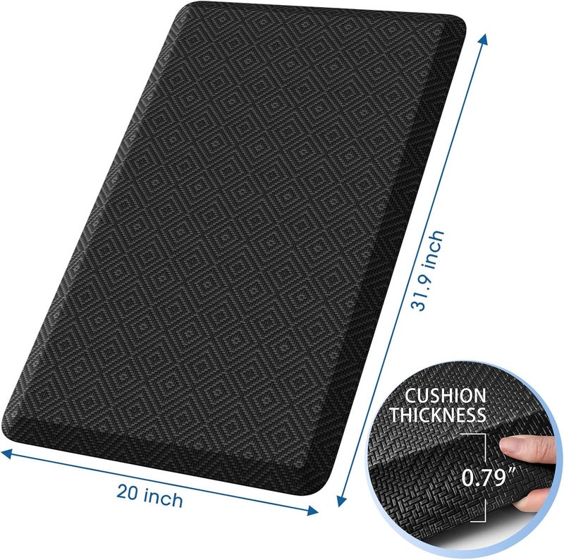 Mattitude 4/5 Inch Thick Kitchen Mat Cushioned Anti-Fatigue Floor Mat Water Resistant Non-Slip Mats and Rugs Standing and Comfort Desk Mats for House Sink Office Laundry (Black, 20"x32") - Image 2