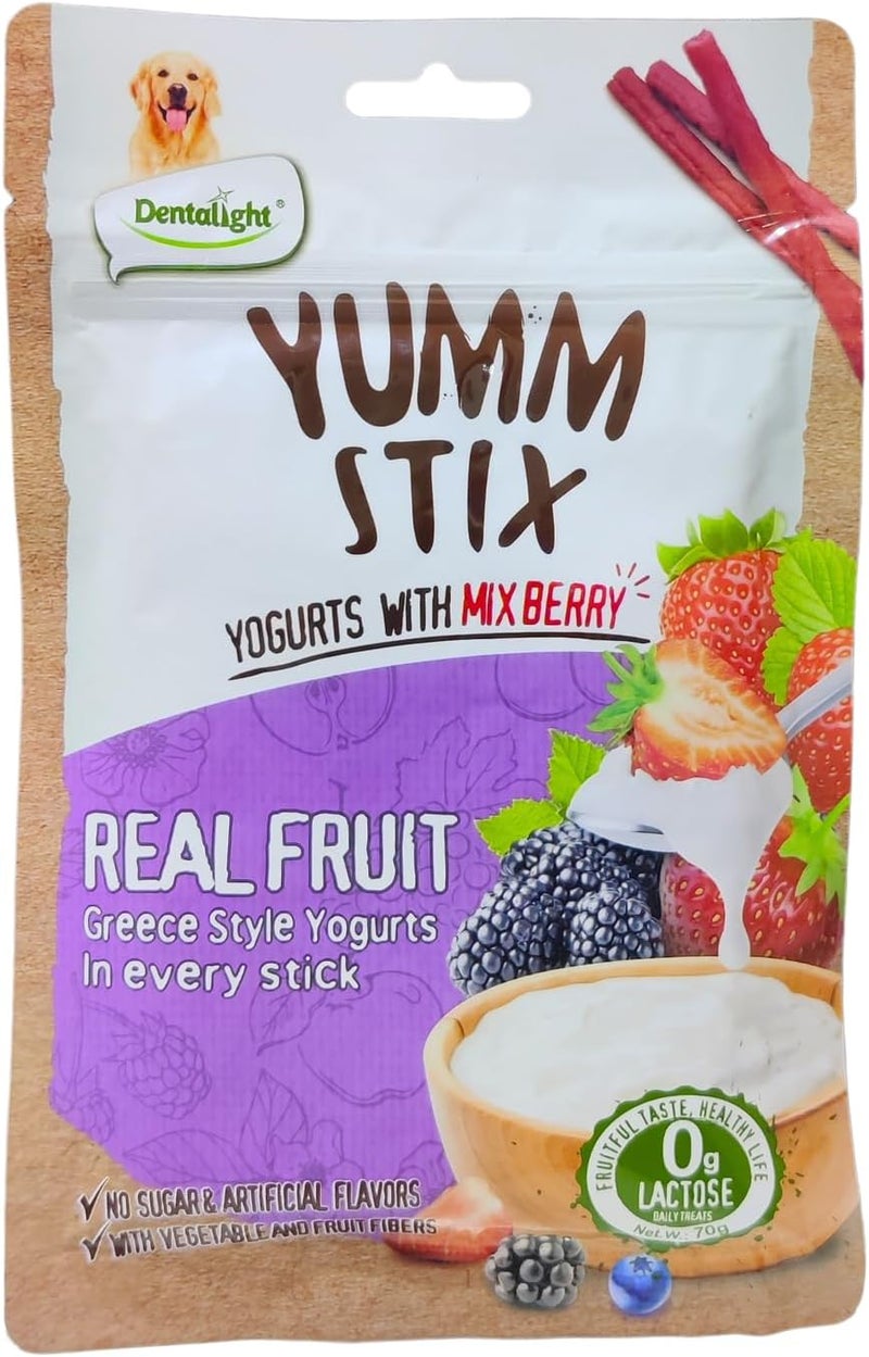 Dentalight Yumm Stix For Dogs-Wet & Soft - Yogurts With Mix Berry 70g - Image 1