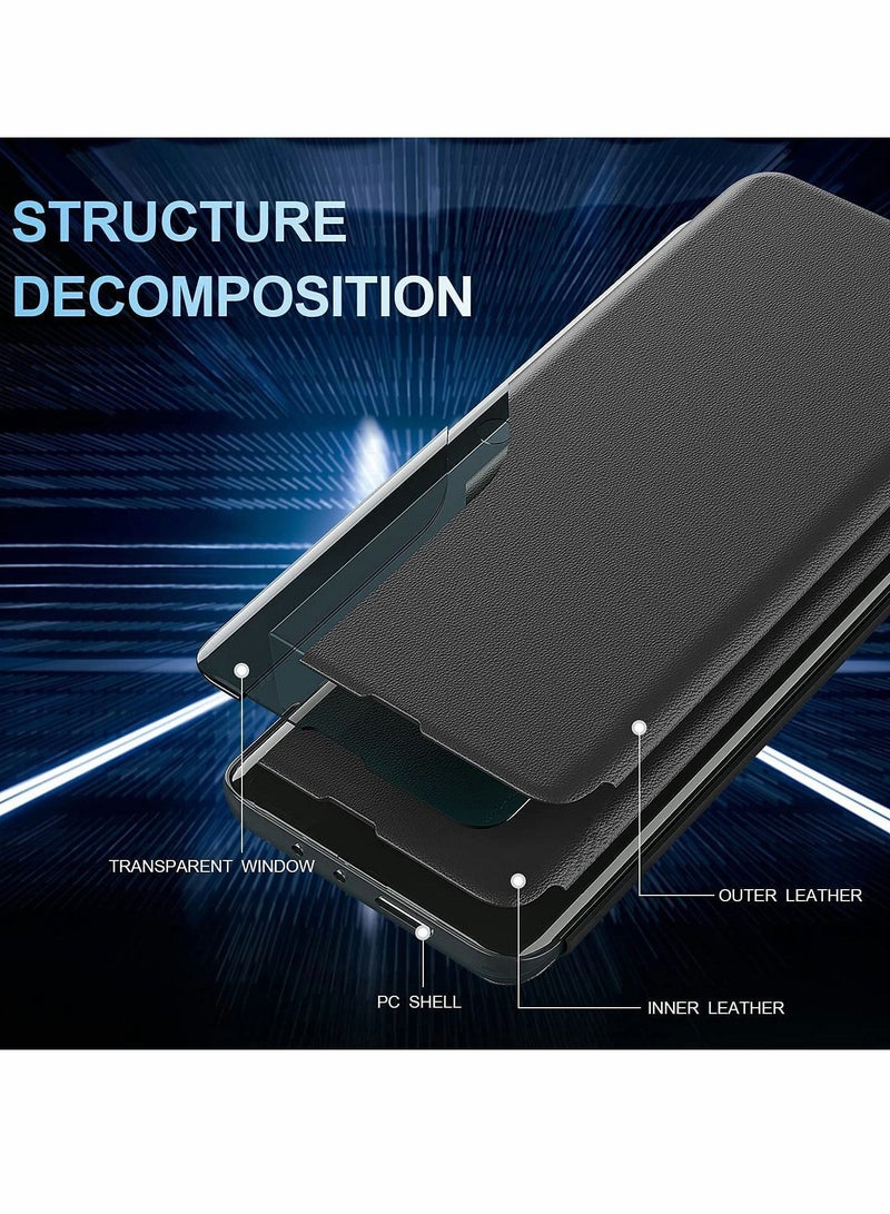 Y&D Case for Samsung Galaxy S21 Ultra Case, Smart Flip Cover With Translucent Window 5G Shockproof Protective Magnetic Leather Kickstand Clear Slim - Image 2