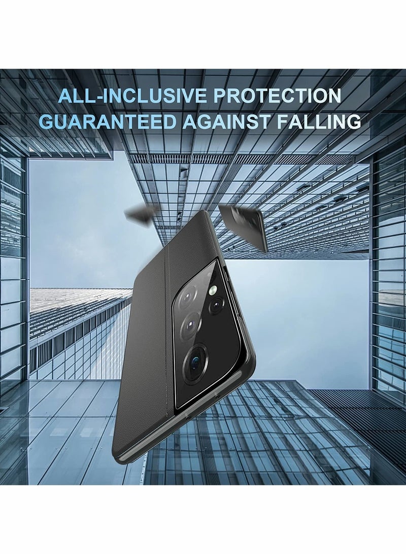 Y&D Case for Samsung Galaxy S21 Ultra Case, Smart Flip Cover With Translucent Window 5G Shockproof Protective Magnetic Leather Kickstand Clear Slim - Image 5