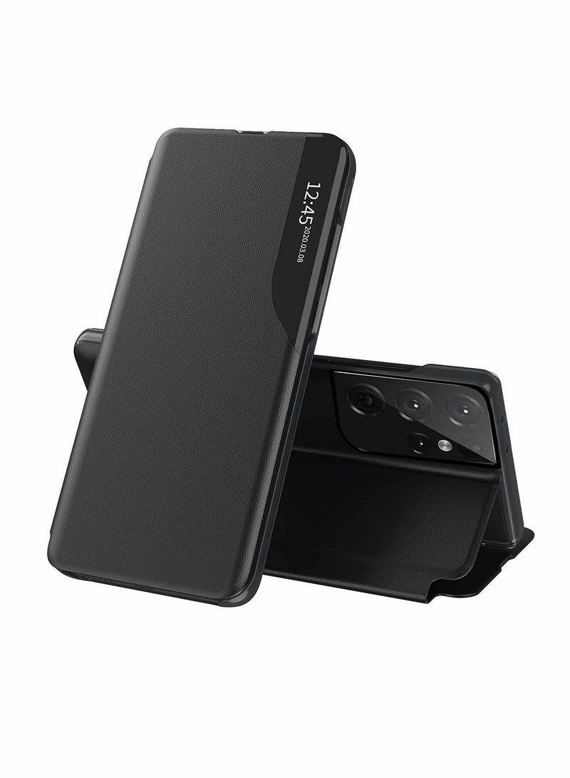 Y&D Case for Samsung Galaxy S21 Ultra Case, Smart Flip Cover With Translucent Window 5G Shockproof Protective Magnetic Leather Kickstand Clear Slim - Image 1