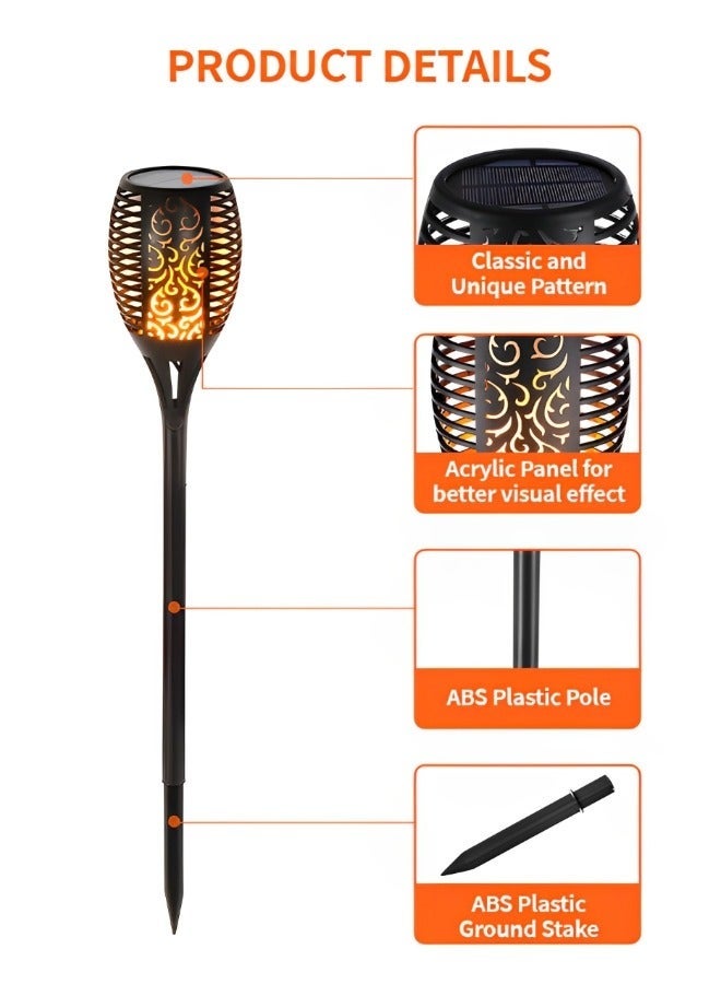 GROIC Solar Lights Upgraded, Camping Light 58.5CM Waterproof Flickering Flames 33 LED Torches Outdoor Landscape Decoration Lighting Auto On/Off Pathway for Garden Patio Yard, Black - Image 3