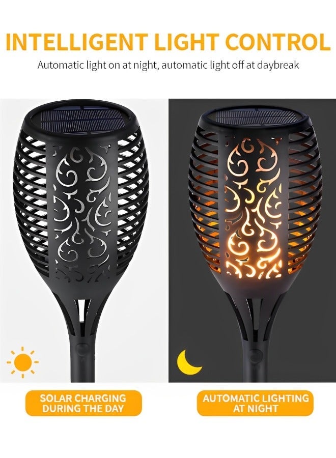 GROIC Solar Lights Upgraded, Camping Light 58.5CM Waterproof Flickering Flames 33 LED Torches Outdoor Landscape Decoration Lighting Auto On/Off Pathway for Garden Patio Yard, Black - Image 2