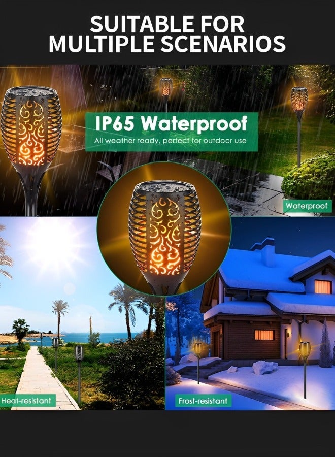 GROIC Solar Lights Upgraded, Camping Light 58.5CM Waterproof Flickering Flames 33 LED Torches Outdoor Landscape Decoration Lighting Auto On/Off Pathway for Garden Patio Yard, Black - Image 5