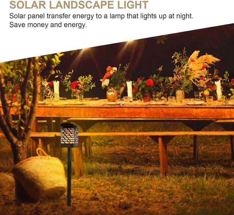 ARTIBETTER Vintage Solar Outdoor Landscape Lamp, Simulated Flame Lawn Light with Faceted Shade, Black Warm Light, Wall-Mount/Hanging/Ground Stake for Garden Patio Waterproof - Image 2