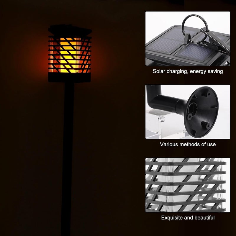 ARTIBETTER Vintage Solar Outdoor Landscape Lamp, Simulated Flame Lawn Light with Faceted Shade, Black Warm Light, Wall-Mount/Hanging/Ground Stake for Garden Patio Waterproof - Image 3