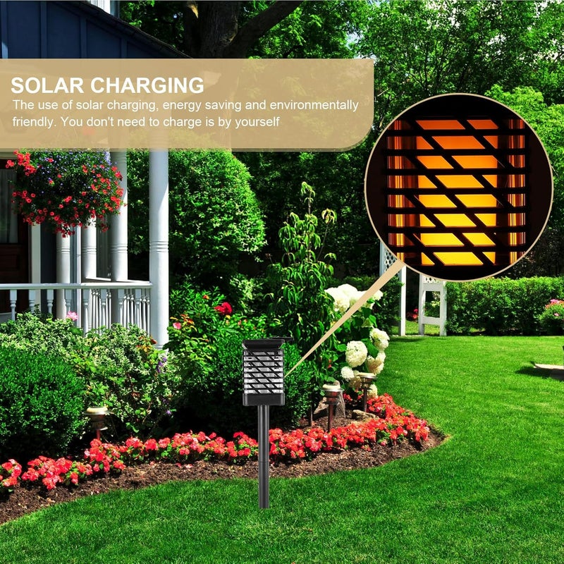 ARTIBETTER Vintage Solar Outdoor Landscape Lamp, Simulated Flame Lawn Light with Faceted Shade, Black Warm Light, Wall-Mount/Hanging/Ground Stake for Garden Patio Waterproof - Image 4