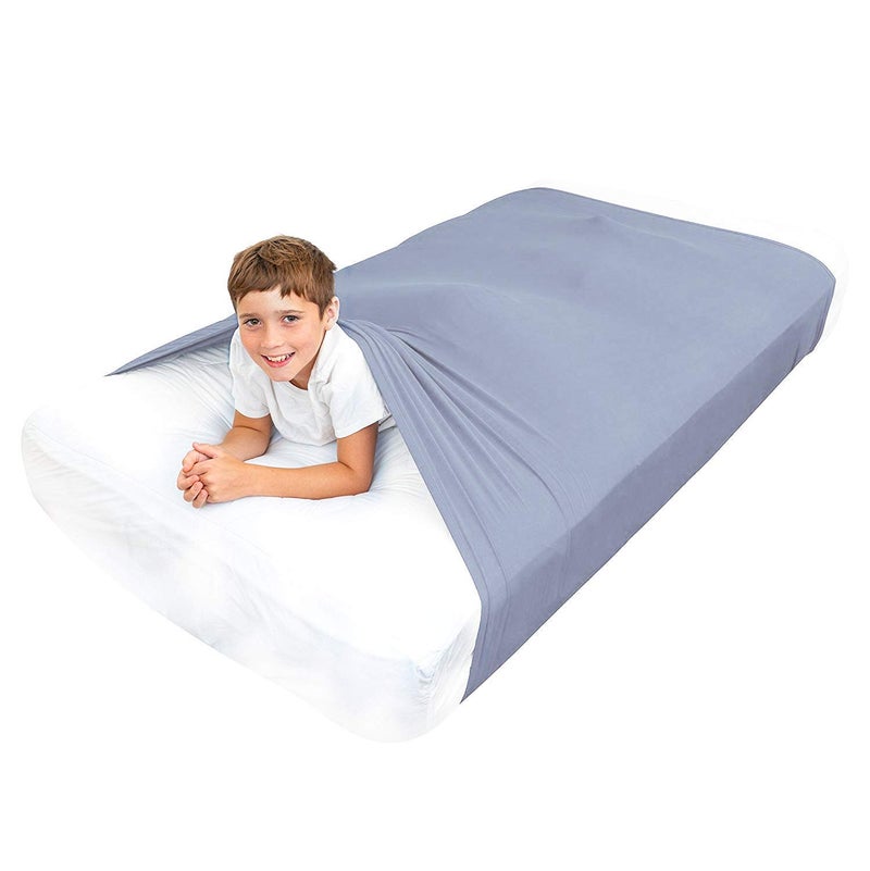 Special Supplies Sensory Bed Sheet for Kids Compression Alternative to Weighted Blankets - Breathable, Stretchy - Cool, Comfortable Sleeping Bedding -Grey (Twin) - Image 1