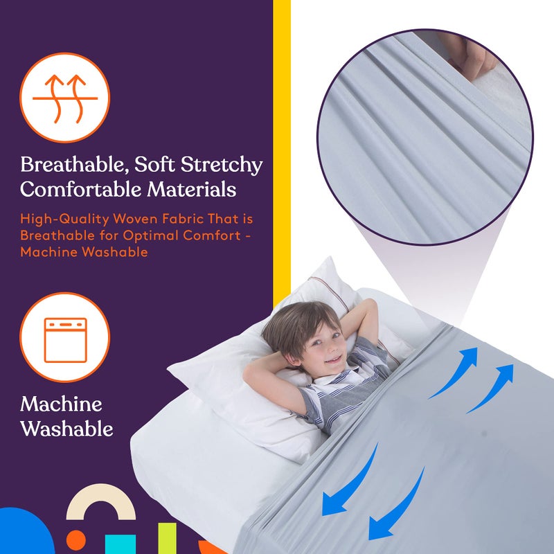 Special Supplies Sensory Bed Sheet for Kids Compression Alternative to Weighted Blankets - Breathable, Stretchy - Cool, Comfortable Sleeping Bedding -Grey (Twin) - Image 3