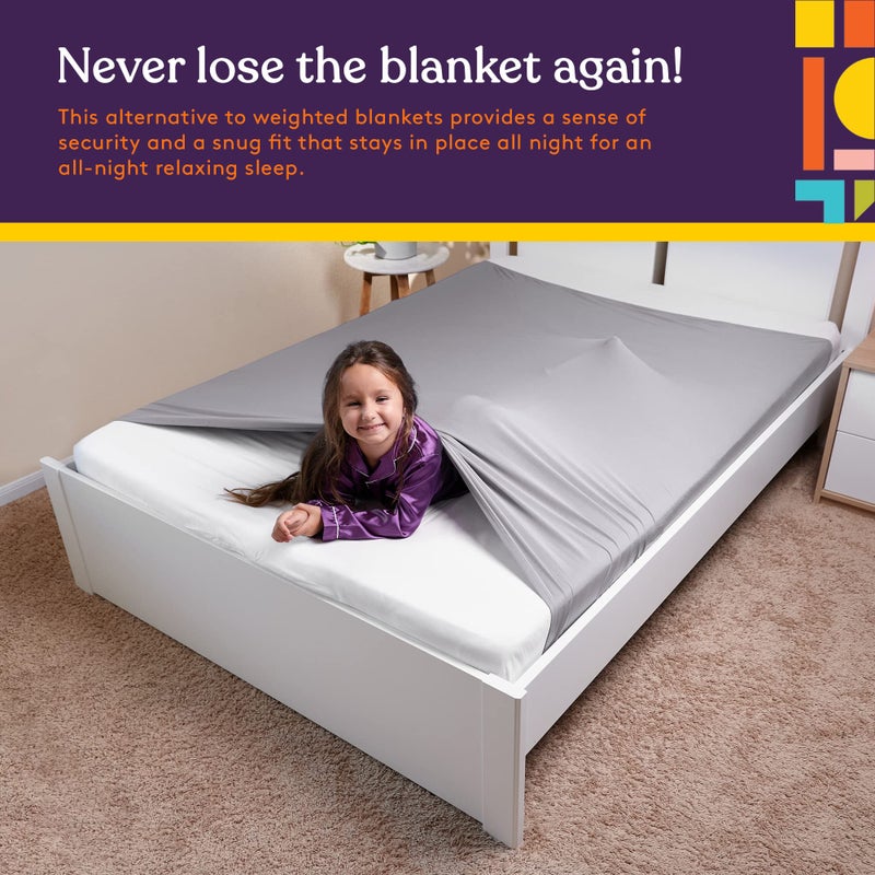 Special Supplies Sensory Bed Sheet for Kids Compression Alternative to Weighted Blankets - Breathable, Stretchy - Cool, Comfortable Sleeping Bedding -Grey (Twin) - Image 5