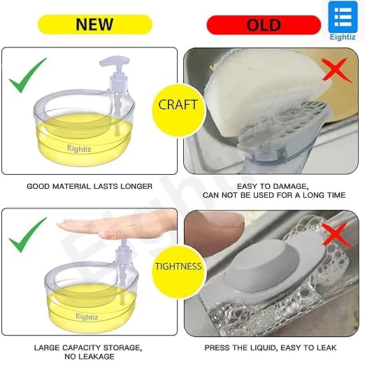 CHALISA Double Layer 2-in-1 Liquid Soap Dispenser with Pump and Sponge - Kitchen Soap Dispenser,Dishwashing Sponge|, Dishwasher Liquid Holder, for Sink Kitchen Hotel Restaurant - Image 2