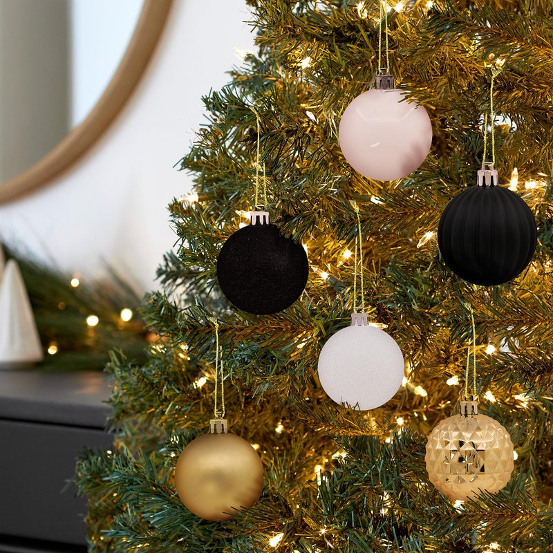 هولمارك Hallmark Black Gold White Shatterproof Christmas الحلي المحددة 30 قطعة - Image 4