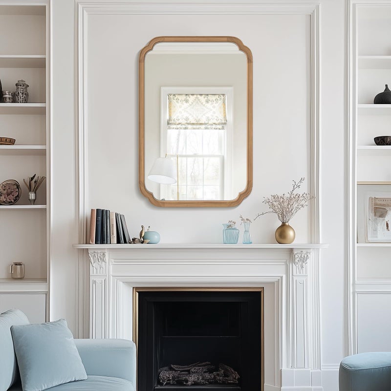 WallBeyond 24" x 36" Rounded Corner Arch Wall Mirror with Wood Frame for Entryway, Living Room or Bedroom Home Decor - Light Woodgrain [24" x 36" Honey-Colored] - Image 4