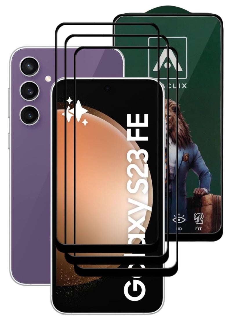 ACLIX 3 Pieces Antistatic ESD Dustproof Premium Quality High Definition Tempered Glass Screen Protector Designed For Samsung Galaxy S23 FE - Image 1