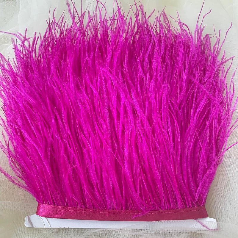 34 Colours Quality Ostrich Feather Trimming Fringe for Millinery Craft Dress Making Magenta
