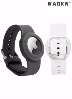WAOKN Wristbands for Airtag,2 Pcs Lightweight and Waterproof Bands for Airtag,Soft Silicone Kids Bracelet Compatible with Airtag Watch Band for Children,Toddler,With Apple Air tag Childs Watch Band Kids  - Image 1