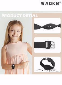 WAOKN Wristbands for Airtag,2 Pcs Lightweight and Waterproof Bands for Airtag,Soft Silicone Kids Bracelet Compatible with Airtag Watch Band for Children,Toddler,With Apple Air tag Childs Watch Band Kids  - Image 2