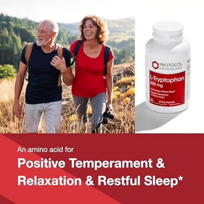 PROTOCOL FOR LIFE BALANCE L-Tryptophan 500mg - Stress Relief and Relaxation - 60 Veg Caps - Image 3