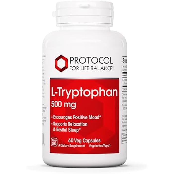 PROTOCOL FOR LIFE BALANCE L-Tryptophan 500mg - Stress Relief and Relaxation - 60 Veg Caps - Image 1