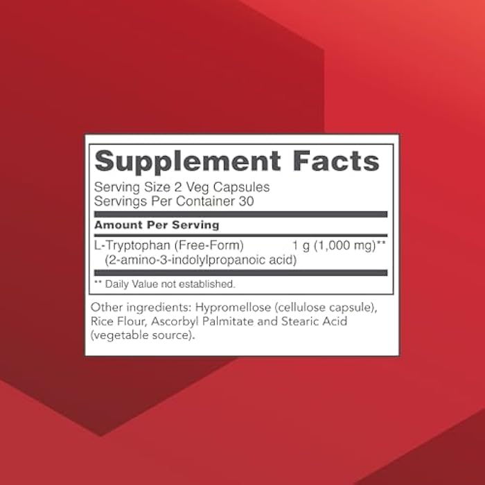 PROTOCOL FOR LIFE BALANCE L-Tryptophan 500mg - Stress Relief and Relaxation - 60 Veg Caps - Image 2