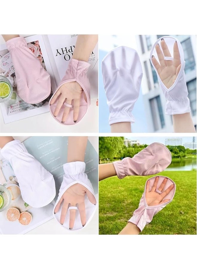 2 Pairs UV Protection Fingerless Sun Gloves, Elastic Ice Silk for Driving Cycling Running - Image 3