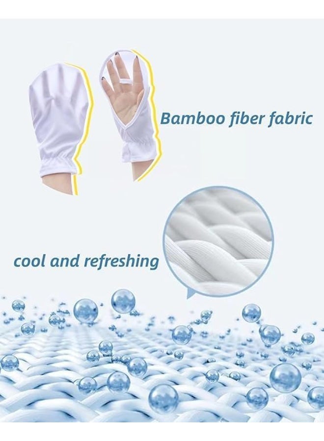 2 Pairs UV Protection Fingerless Sun Gloves, Elastic Ice Silk for Driving Cycling Running - Image 5