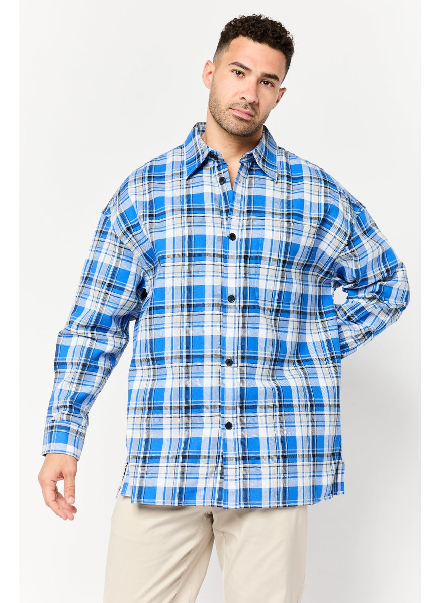 Selected Homme Men Oversize Fit Checkered Long Sleeves Casual Shirt, Multicolor  - Image 1